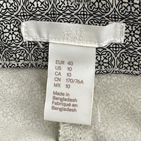 New H&M Print Slim Fit Slacks Pant Women's Size 10 - Picture 3 of 11